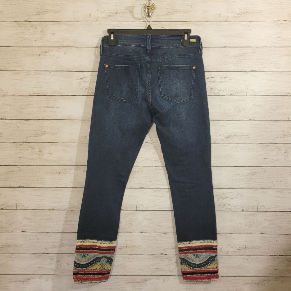 Pilcro And The Letterpress Jeans Anthropologie Crop Patchwork Hem Size 26 - Picture 3 of 16